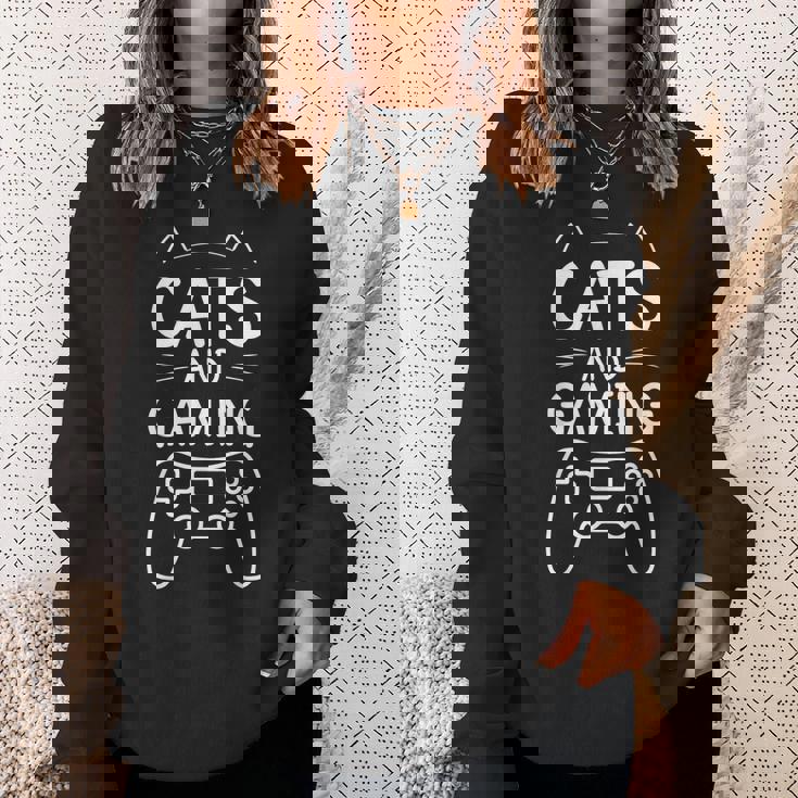 Funny Cat & Gaming Lover Novelty Kitten Gamer Sweatshirt Gifts for Her Funny Cat & Gaming Lover Novelty Kitten Gamer Sweatshirt Gifts for Her