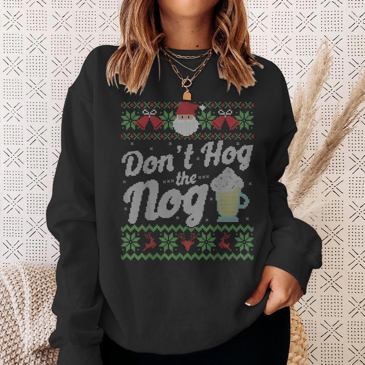 Eggnog Hog The Nog Ugly Sweater Christmas Sweatshirt Gifts for Her