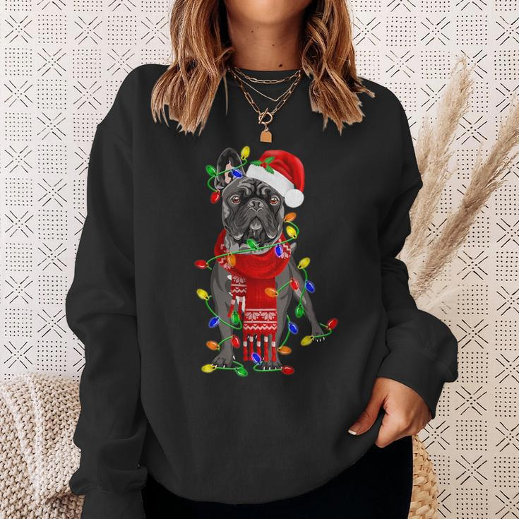 French Bulldog Dog Tree Christmas Lights Xmas Pajama Sweatshirt Gifts for Her