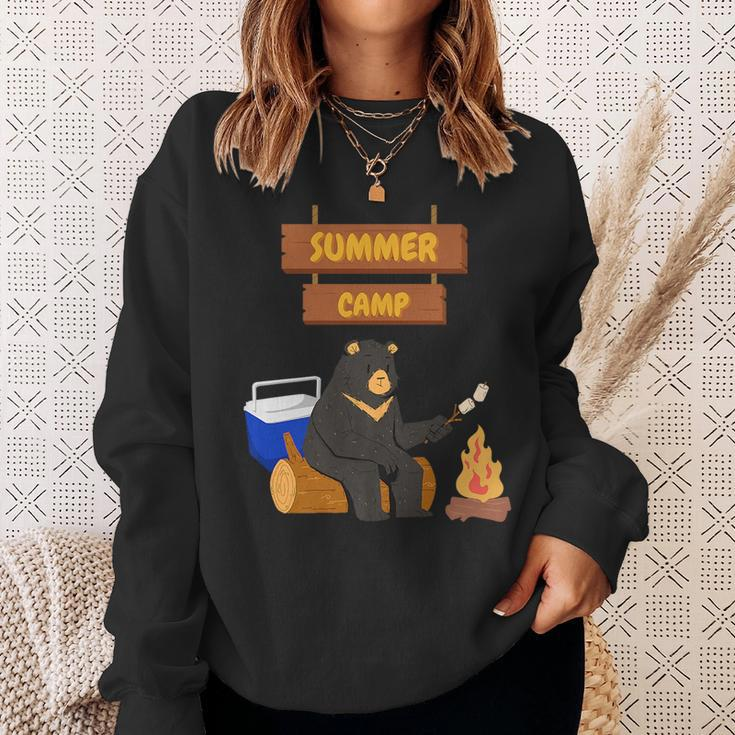 Funny Gifts For Summer Sleepaway Overnight Camp Fire Bear Sweatshirt Gifts for Her