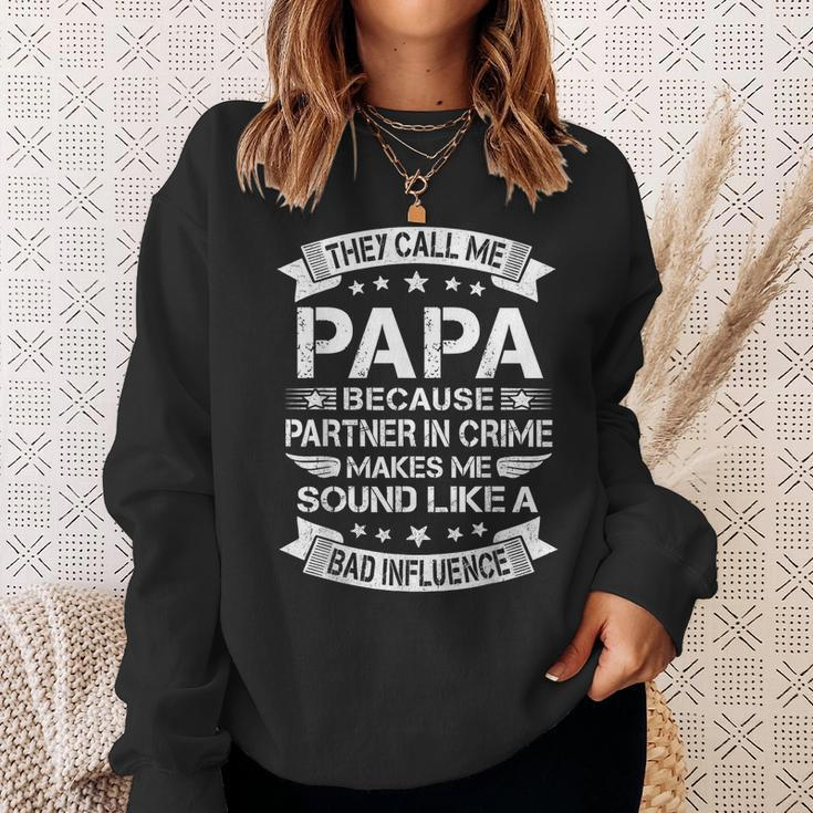 Funny Grandpa Papa Partner In Crime Dad Fathers Day Sweatshirt Gifts for Her