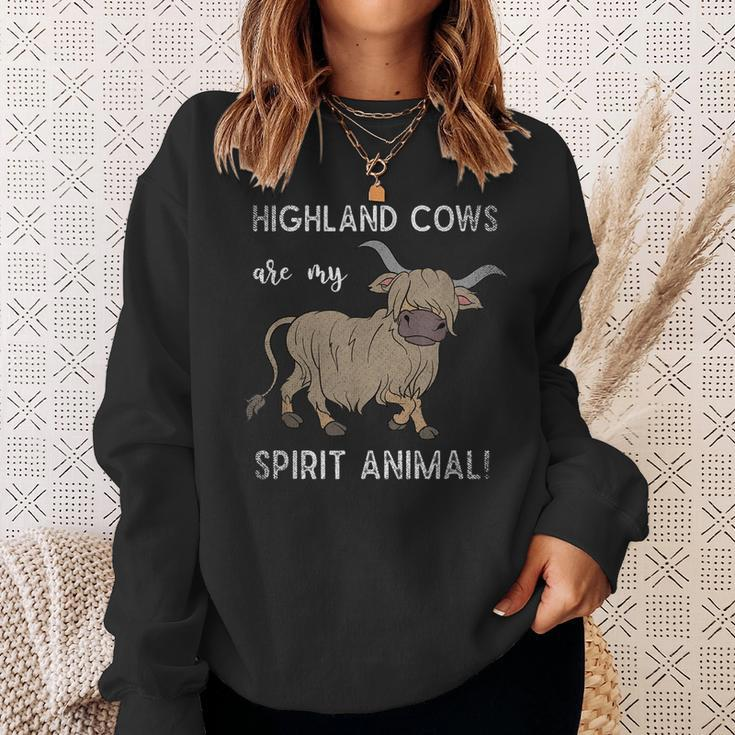 Funny Highland Cows Are My Spirit Animal Highland Cow Sweatshirt Gifts for Her