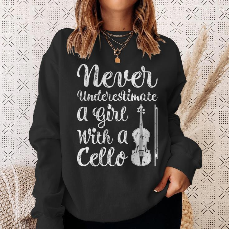 Funny Never Underestimate A Girl And Her Cello Sweatshirt Gifts for Her