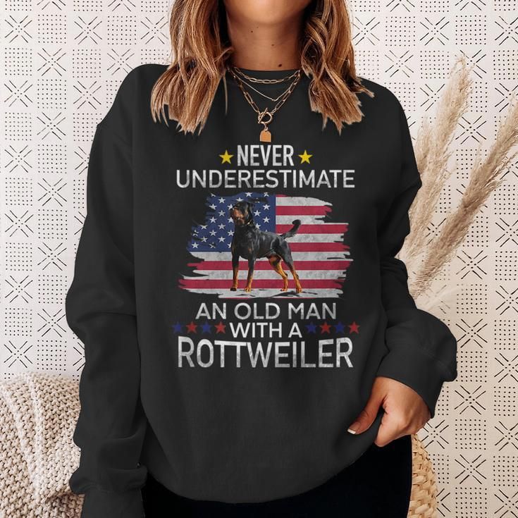 Funny Never Underestimate An Old Man With A Rottweiler Sweatshirt Gifts for Her