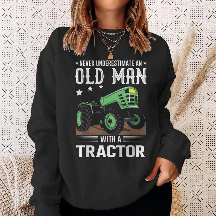 Quote Never Underestimate An Old Man With A Tractor Sweatshirt Gifts for Her