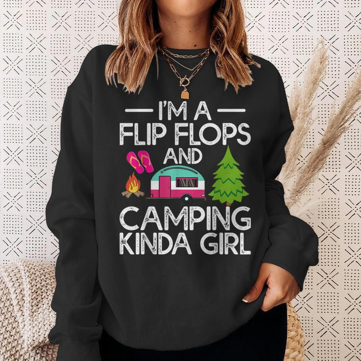 Funny Rv Camper Im A Flip Flops And Camping Kinda Girl Sweatshirt Gifts for Her