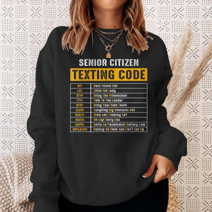 Funny Senior Citizens Texting Code Fathers Day For Grandpa Sweatshirt Gifts for Her