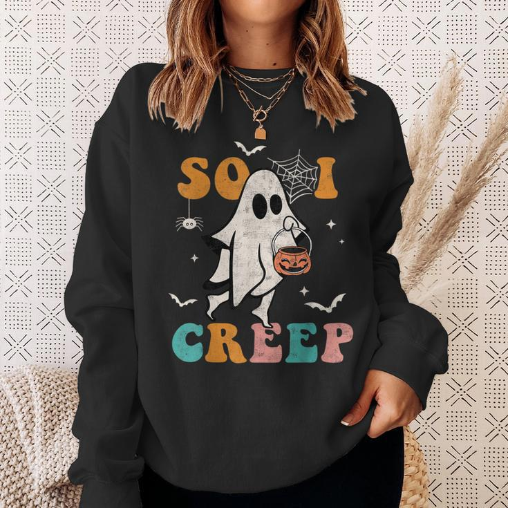 So I Creep Retro Halloween Spooky Ghost Sweatshirt Gifts for Her