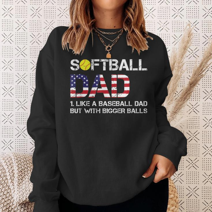 Funny Softball Dad Baseball Bigger Balls Usa Flag Gift For Mens Funny Gifts For Dad Sweatshirt Gifts for Her