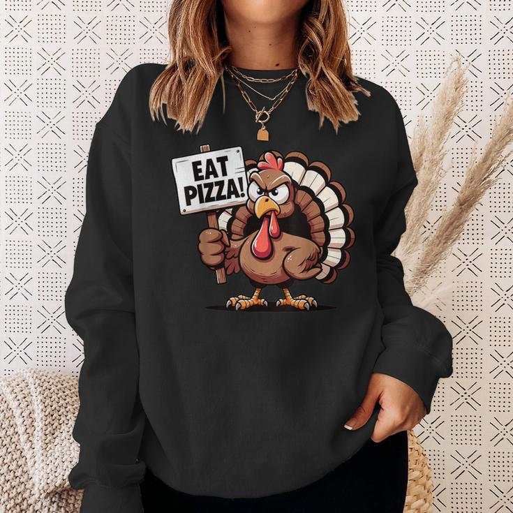 Turkey Eat Pizza Pizza Lovers Thanksgiving Humor Sweatshirt Gifts for Her