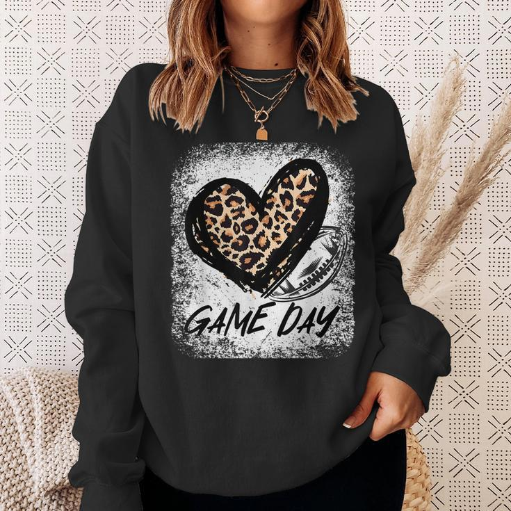 Game Day Football Leopard Print Heart Style Football Lovers Sweatshirt Gifts for Her