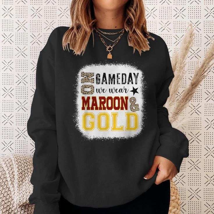 On Gameday Football We Wear Maroon And Gold Leopard Print Sweatshirt Gifts for Her