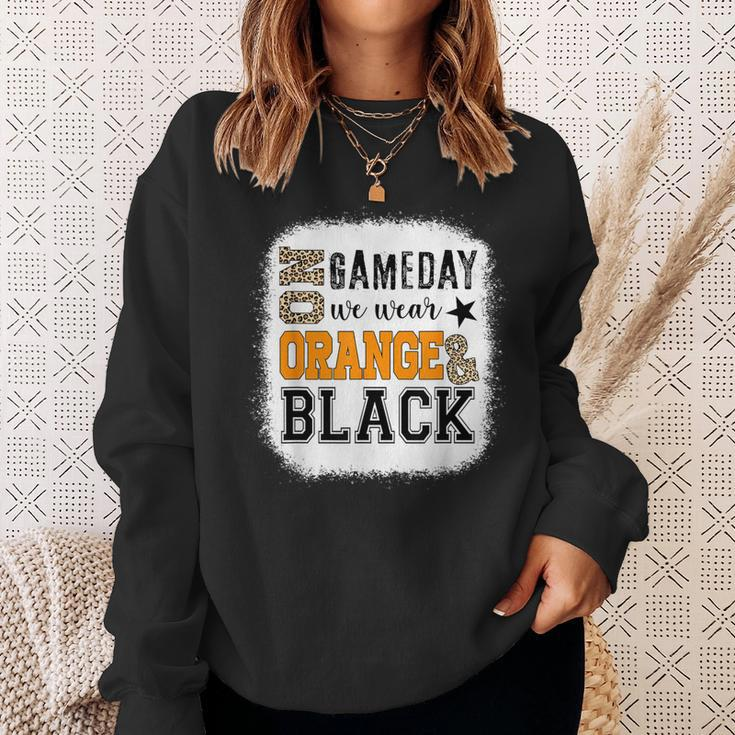 On Gameday Football We Wear Orange And Black Leopard Print Sweatshirt Gifts for Her