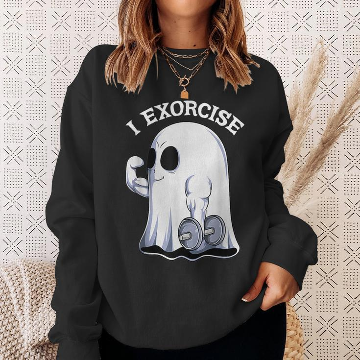 Ghost I Exorcise Gym Exercise Workout Spooky Halloween Sweatshirt Gifts for Her