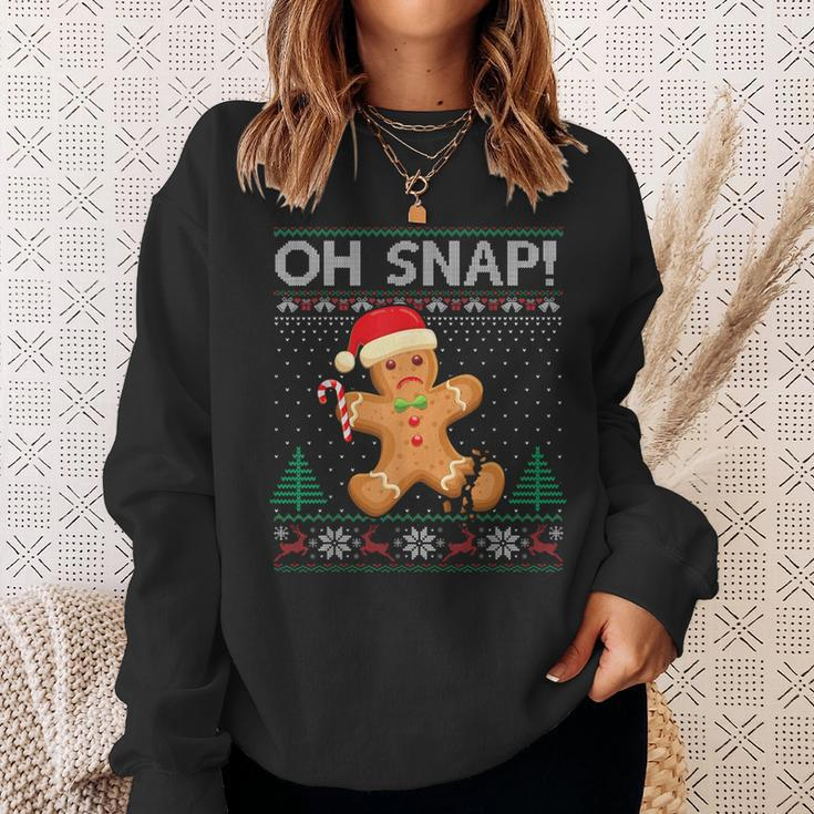 Gingerbread Man Cookie Ugly Sweater Oh Snap Christmas Sweatshirt Gifts for Her