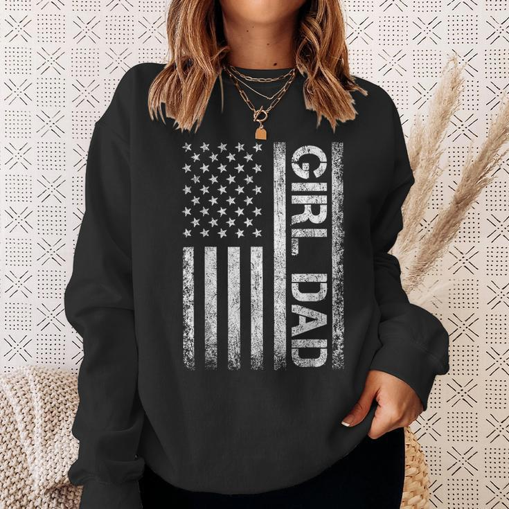 Girl Dad American Flag Father Of Girls Fathers Day Vintage Sweatshirt Gifts for Her