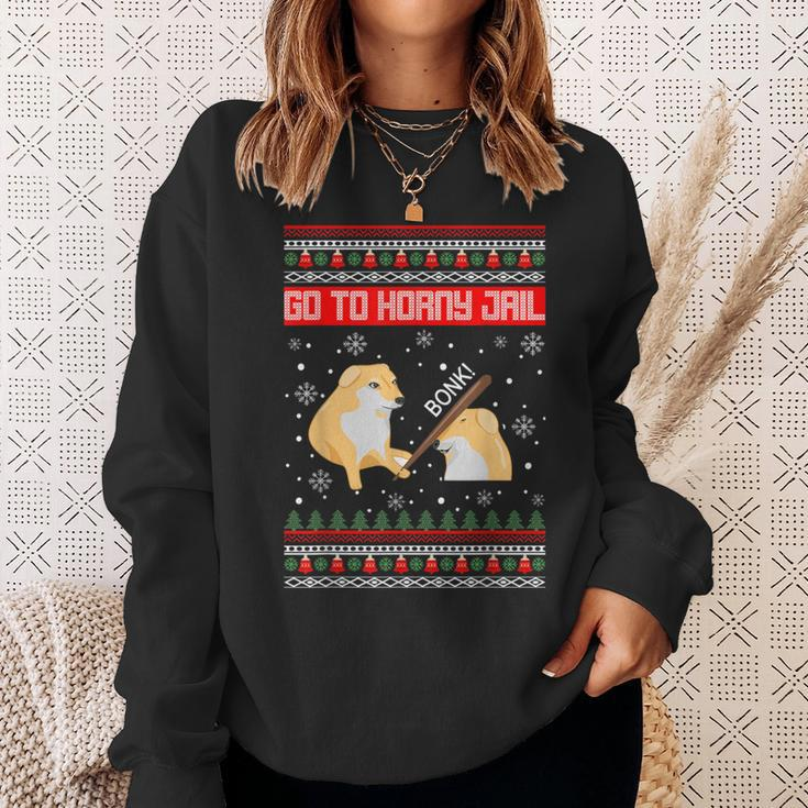 Go To Horny Jail Ugly Christmas Sweater Bonk Meme Sweatshirt Gifts for Her