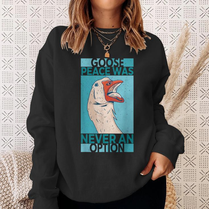 Goose Peace Was Never An Option Geese Videogame Animal Lover Sweatshirt Gifts for Her