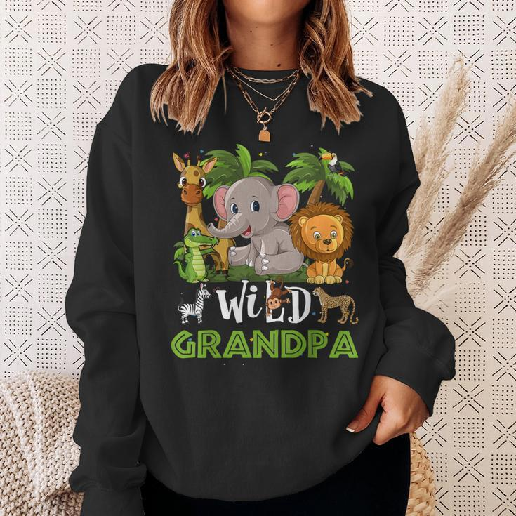 Grandpa Of The Wild Zoo Birthday Safari Jungle Animal Funny Sweatshirt Gifts for Her