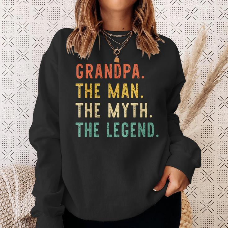 Grandpa The Man The Myth Legend Fathers Day Vintage Retro Sweatshirt Gifts for Her