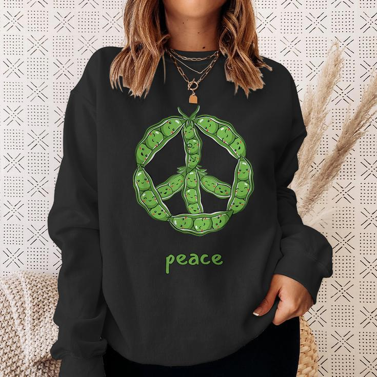 Green Peas In A Pod Peace Symbol Sweatshirt Gifts for Her