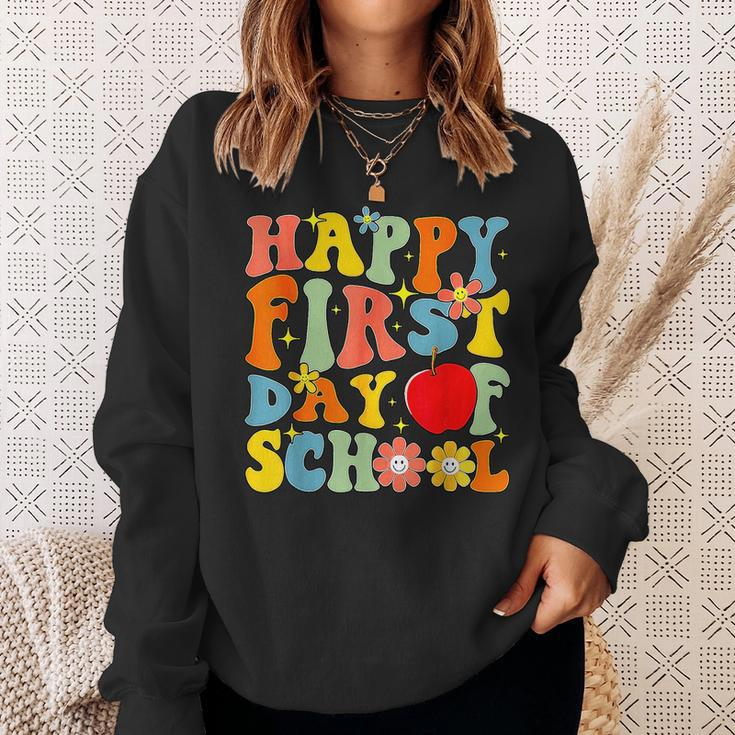 Groovy Happy First Day Of School Back To School Teachers Sweatshirt Gifts for Her
