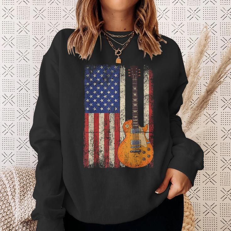 Guitar American Usa Flag Patriotic Guitarist Men Patriotic Funny Gifts Sweatshirt Gifts for Her