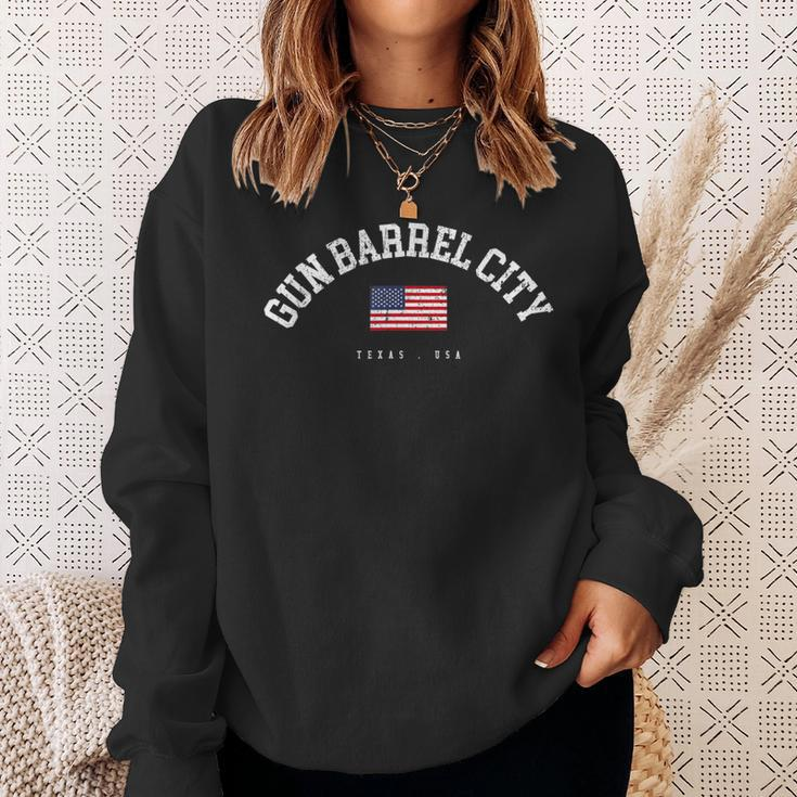 Gun Barrel City Tx Retro American Flag Usa City Name Sweatshirt Gifts for Her