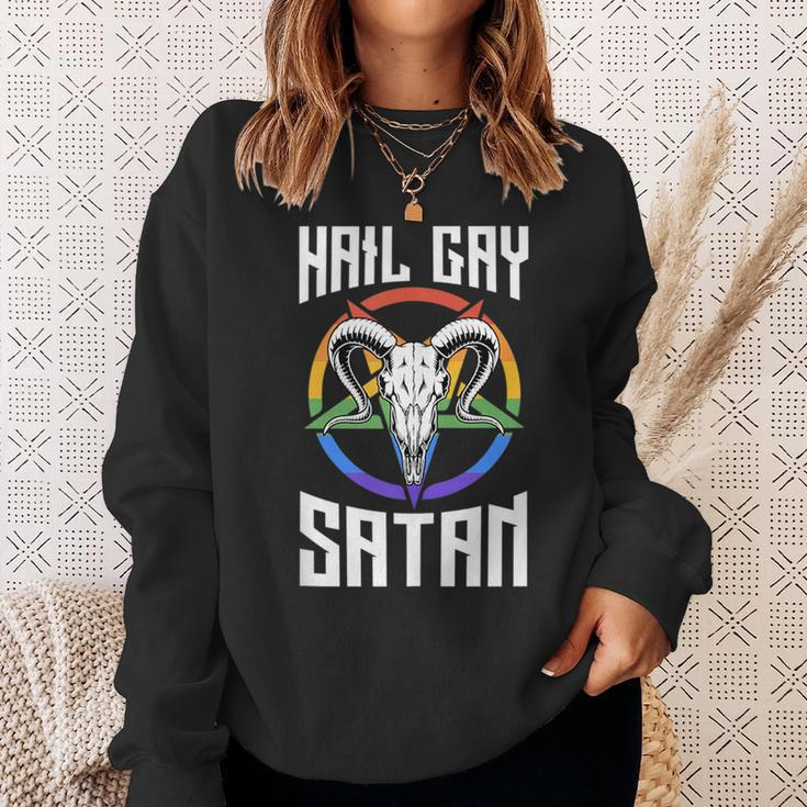 Hail Gay Satan Lgbtq Pride Satanist Pentagram Sweatshirt Gifts for Her