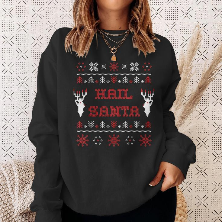 Hail Santa Heavy Metal Xmas Ugly Holiday Sweater Sweatshirt Gifts for Her