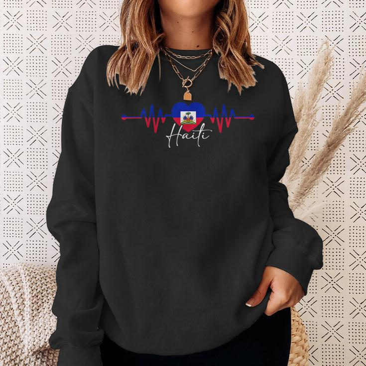 Haiti Heritage Roots Proud Heartbeat Haitian Flag Pride Sweatshirt Gifts for Her