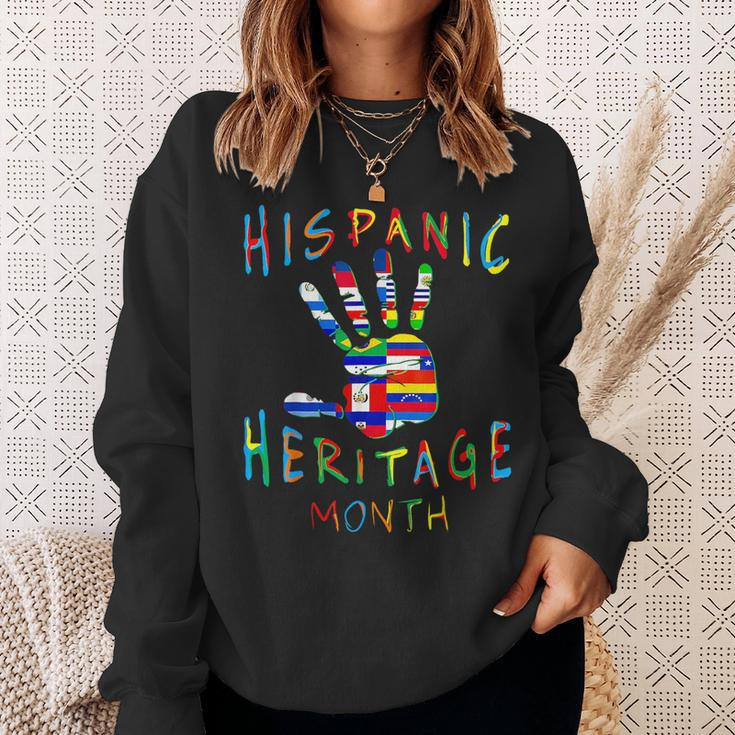 Hand National Hispanic Heritage Month All Countries Flag Sweatshirt Gifts for Her