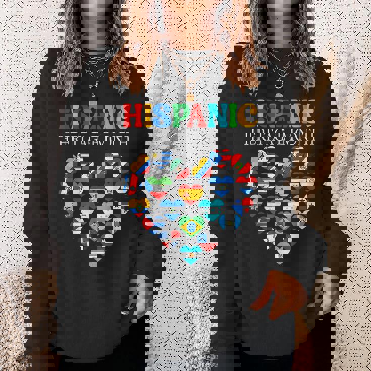 Happy National Hispanic Heritage Month All Countries Heart Sweatshirt Gifts for Her