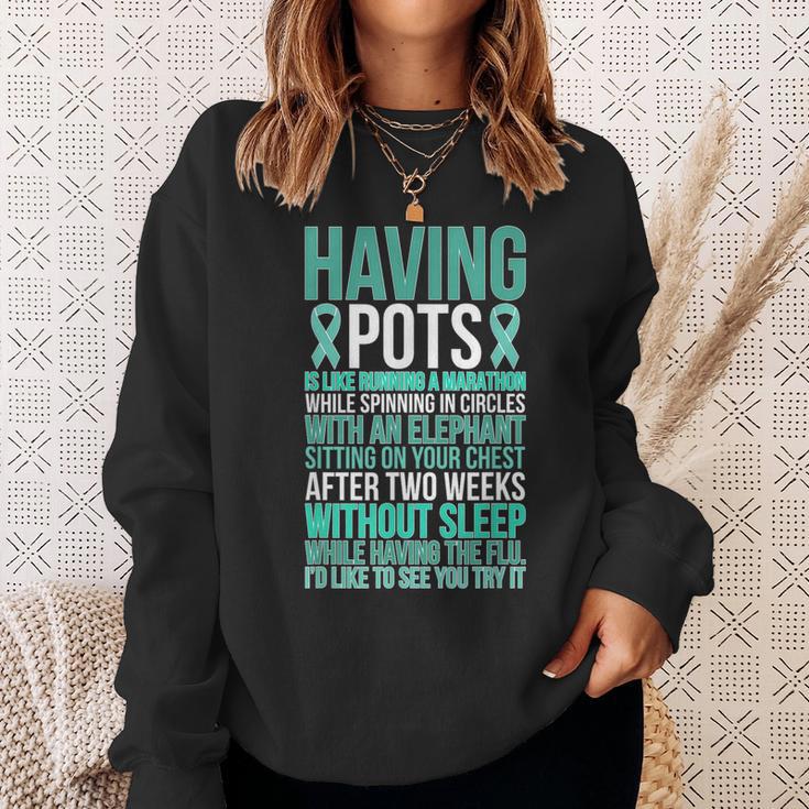 Having Pots Warrior Pots Awareness Day Pots Fighter Sweatshirt Gifts for Her