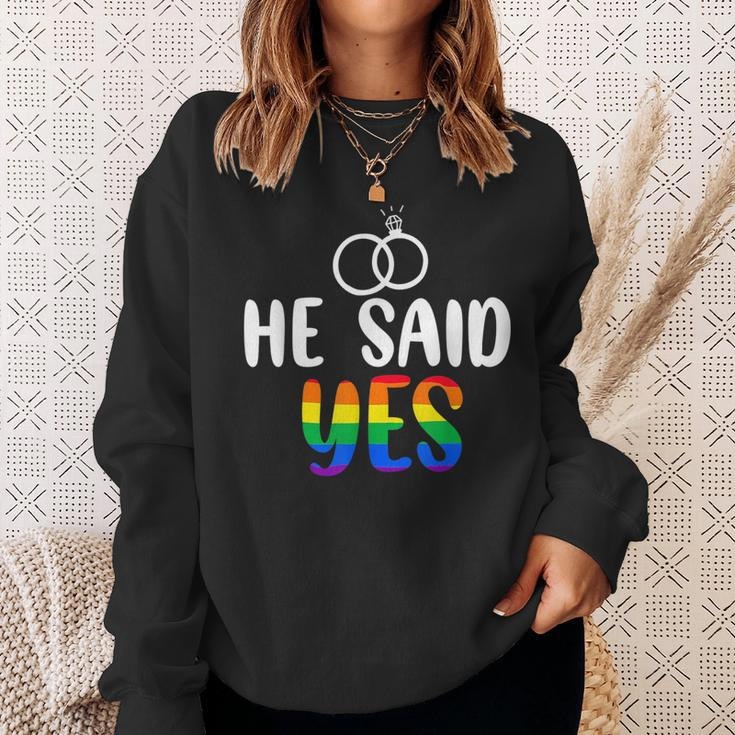He Said Yes Gay Engagement He Said Yaaas Gay Couples Sweatshirt Gifts for Her