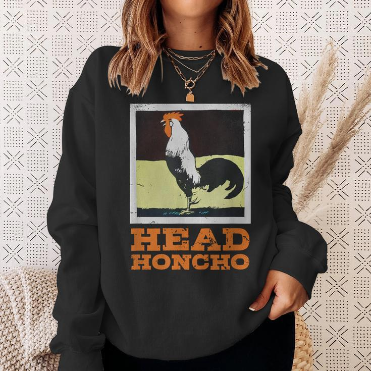 Head Honcho Vintage Rooster Illustration Perfect Boss Sweatshirt Gifts for Her