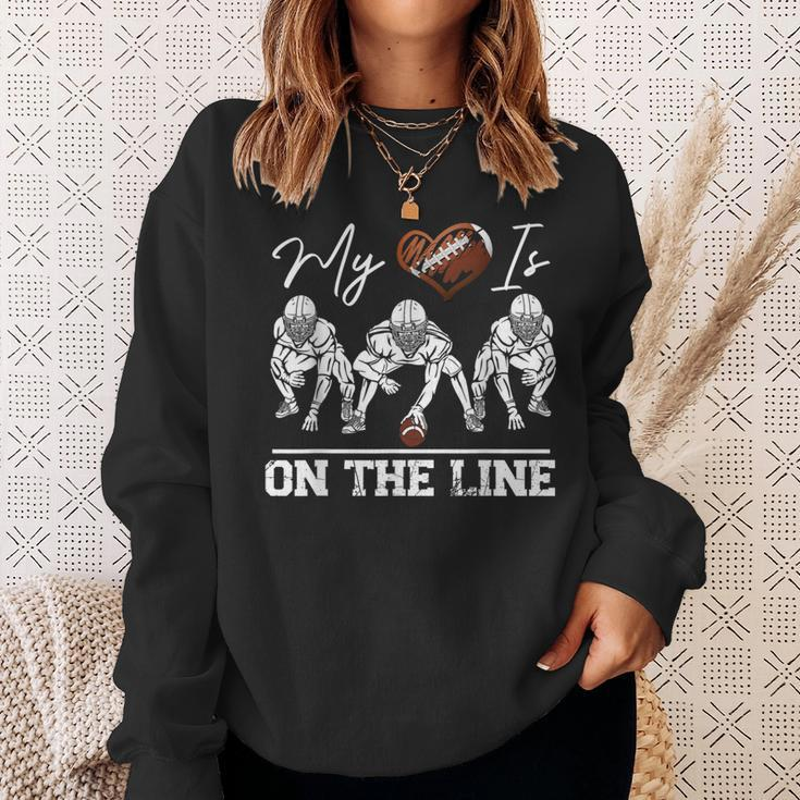 My Heart Is On The Line Offensive Lineman Vintage Football Sweatshirt Gifts for Her