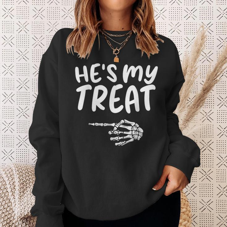Hes My Treat Skeleton Matching Couple Halloween Costume Hers Sweatshirt Gifts for Her
