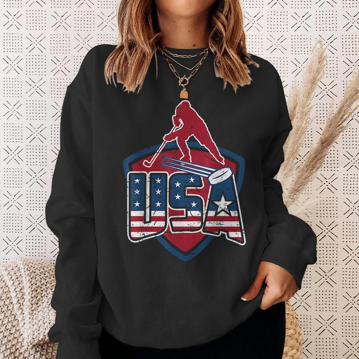 Hockey Usa 2018 Winter Games Red White And Blue Sweatshirt Gifts for Her
