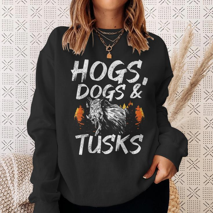 Hogs Dogs And Tusks Hog Removal Hunter Hog Hunting Sweatshirt Gifts for Her