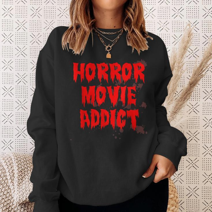 Horror Movie Addict Bloody Blood Stained Horror Sweatshirt Gifts for Her