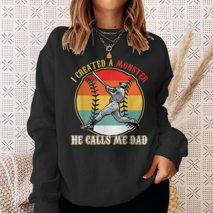 I Created A Monster He Call Me Dad Baseball Fathers Day Sweatshirt Gifts for Her