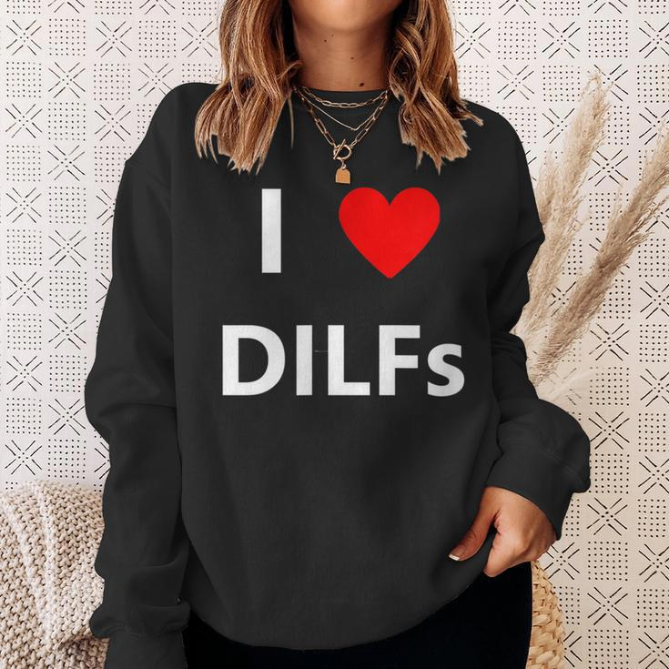 I Heart Love Dilfs Funny Adult Sex Lover Hot Dad Hunter Gift Sweatshirt Gifts for Her