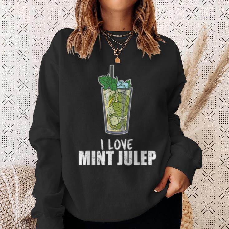 I Love Mint Julep Cocktail Drink Alcohol Lover Sweatshirt Gifts for Her