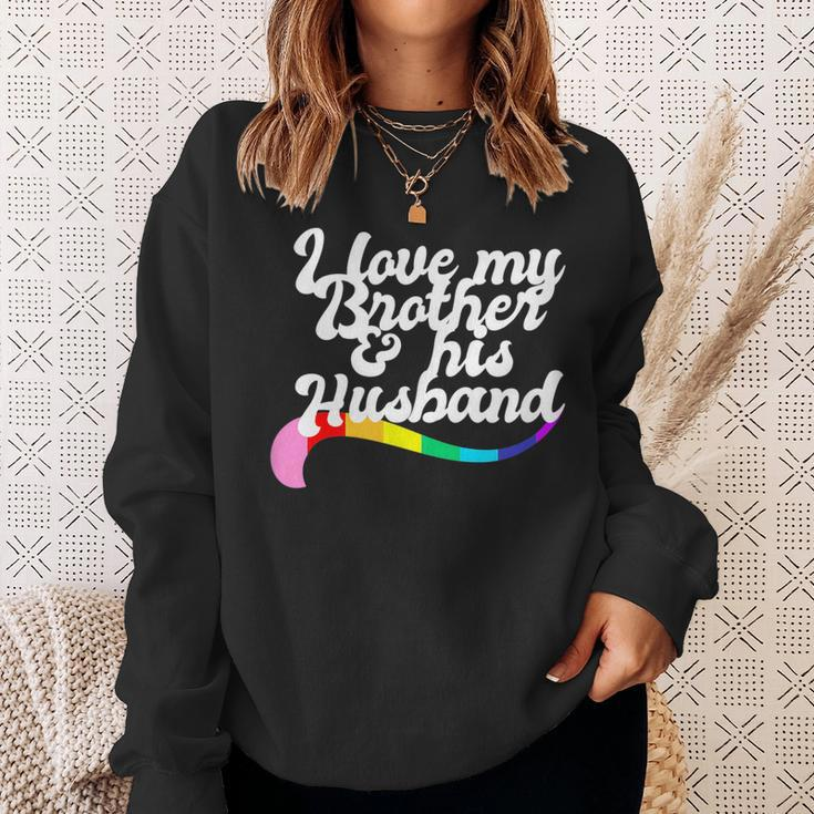 I Love My Brother & His Husband Gay Sibling Pride Lgbtq Bro Sweatshirt Gifts for Her