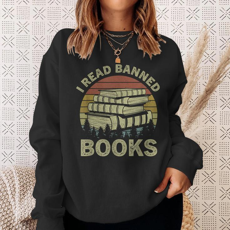 I Read Banned Books Lovers Vintage Funny Book Readers Sweatshirt Gifts for Her