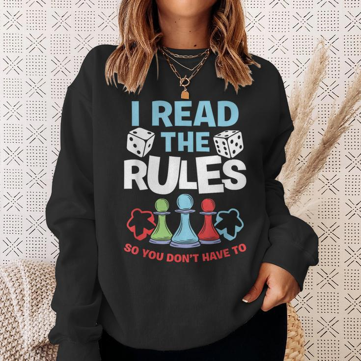 I Read The Rules Board Dice Chess Board Gaming Board Gamers Sweatshirt Gifts for Her