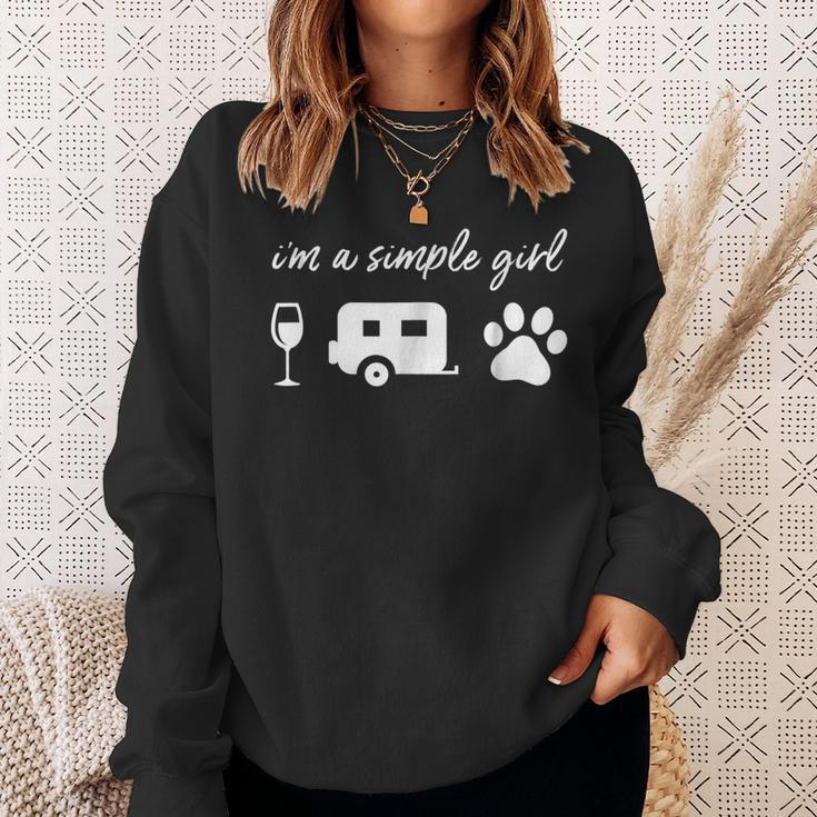 Im A Simple Girl Wine Camping Dog Paw Funny Cute Sweatshirt Gifts for Her