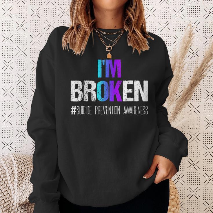 I'm Broken Wear Teal And Purple Suicide Prevention Awareness Sweatshirt Gifts for Her