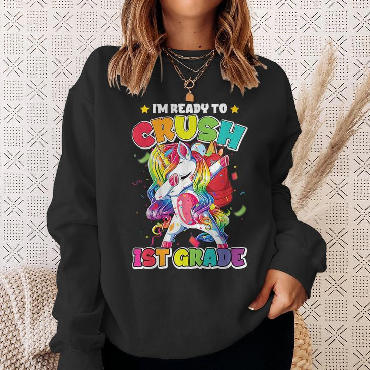 Im Ready To Crush First Grade Unicorn First Day Of School Unicorn Funny Gifts Sweatshirt Gifts for Her